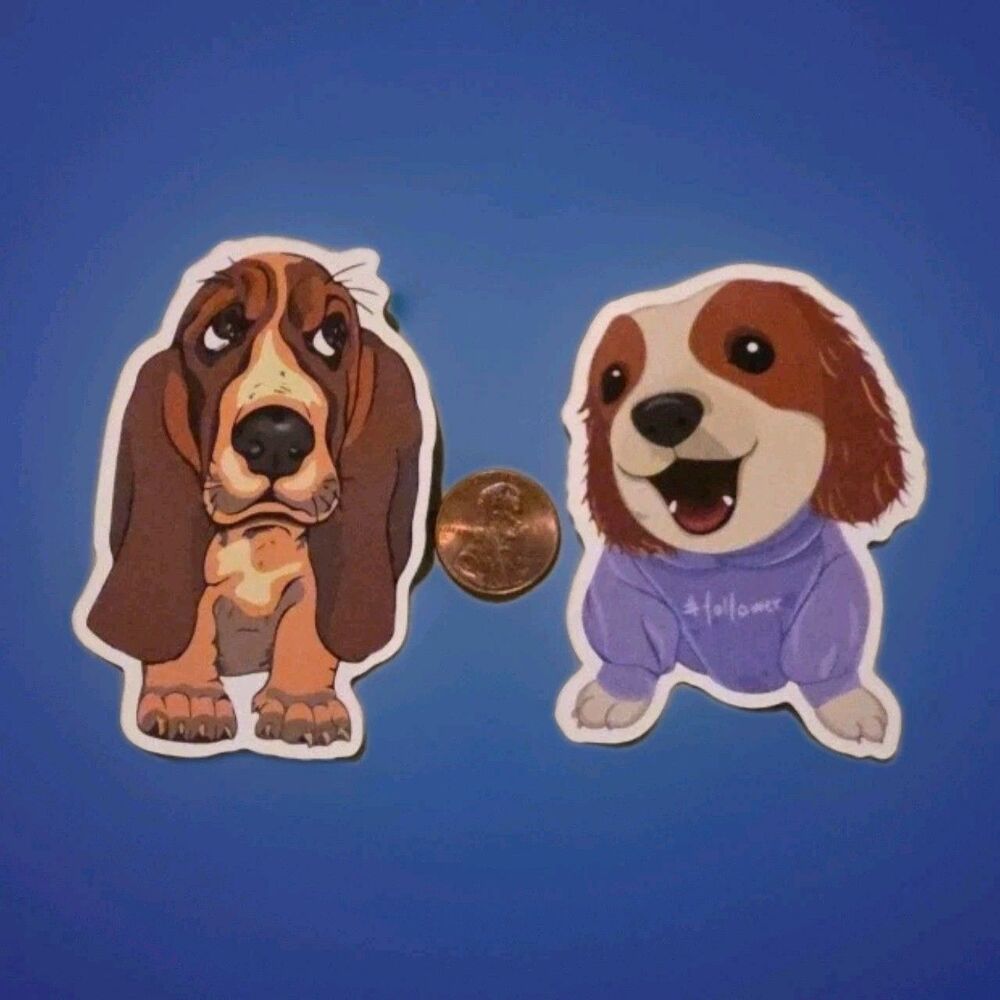 Basset Hound Cocker Spaniel Dog Vinyl Sticker Decal Laptop Hydroflask Skateboard